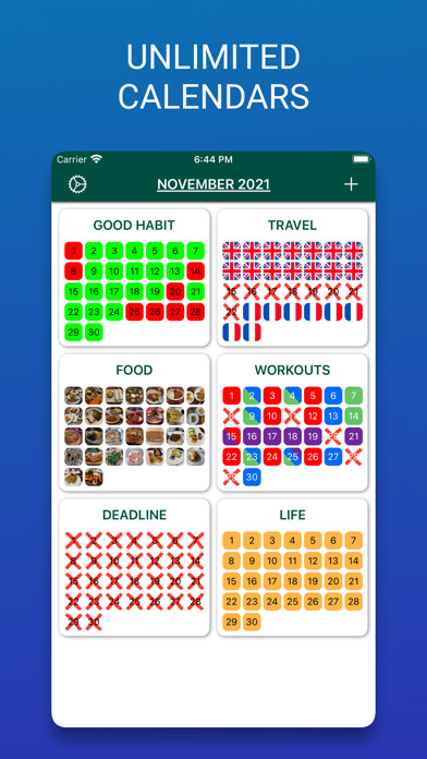 Emulate iPhone app Cross Out: Visual Calendar using MyAndroid Emulate iPhone app Cross Out: Visual Calendar using MyAndroid