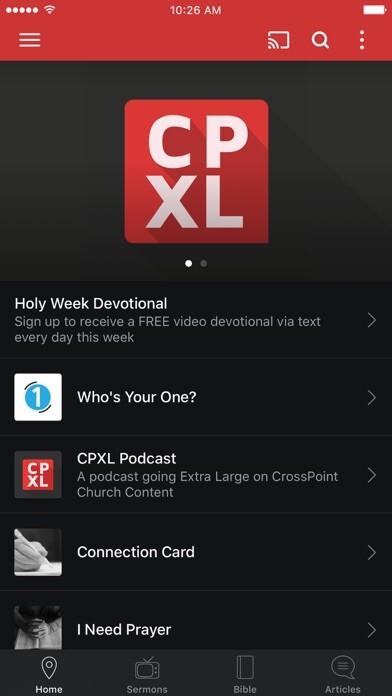 Emulate iPhone app CrossPoint Church KS using MyAndroid