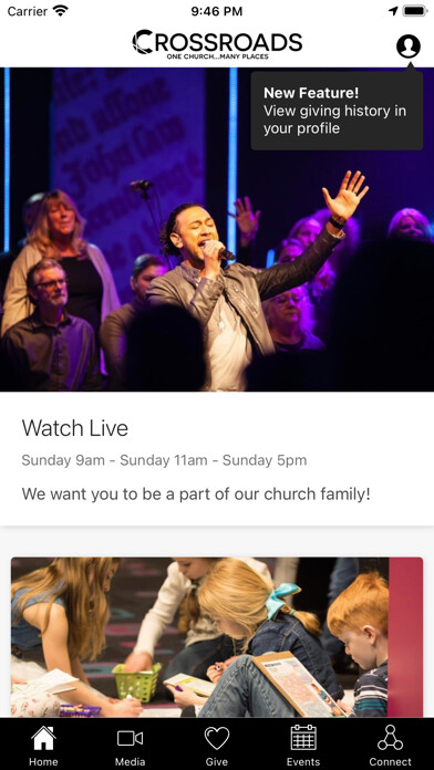 Emulate iPhone app Crossroads Church Mansfield using MyAndroid