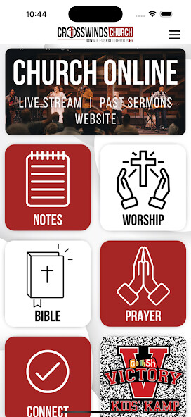 Emulate iPhone app CrossWinds Church using MyAndroid