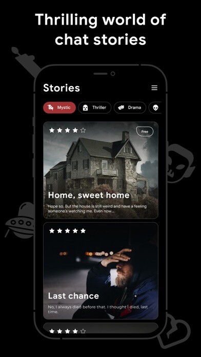 Emulate iPhone app Crow scary chat stories using MyAndroid