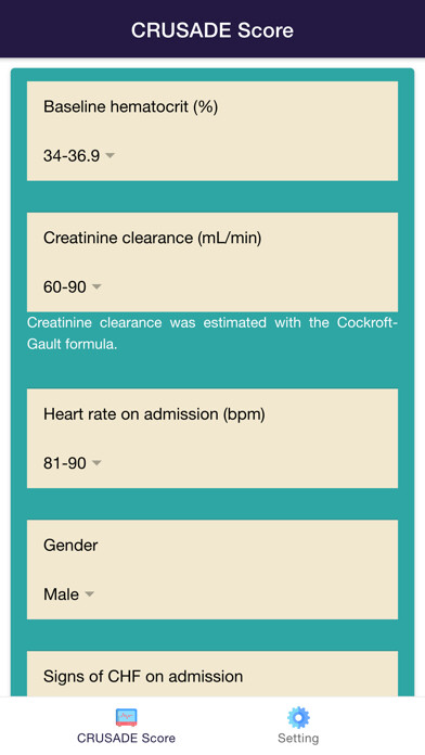 Emulate iPhone app Crusade Risk Score for ACS using MyAndroid Emulate iPhone app Crusade Risk Score for ACS using MyAndroid