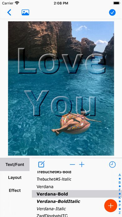 Emulate iPhone app Crystal Text using MyAndroid
