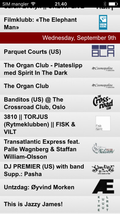 Emulate iPhone app CSID: Concerts in Oslo using MyAndroid