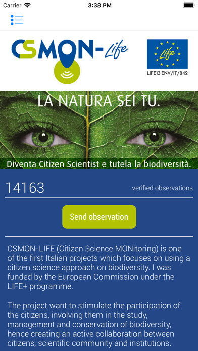 Emulate iPhone app CSMON-LIFE segnalazioni using MyAndroid