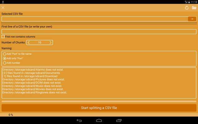 Emulate Android APK CSV Splitter Free