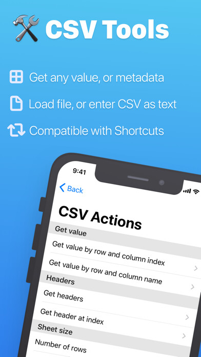 Emulate iPhone app CSV Tools using MyAndroid