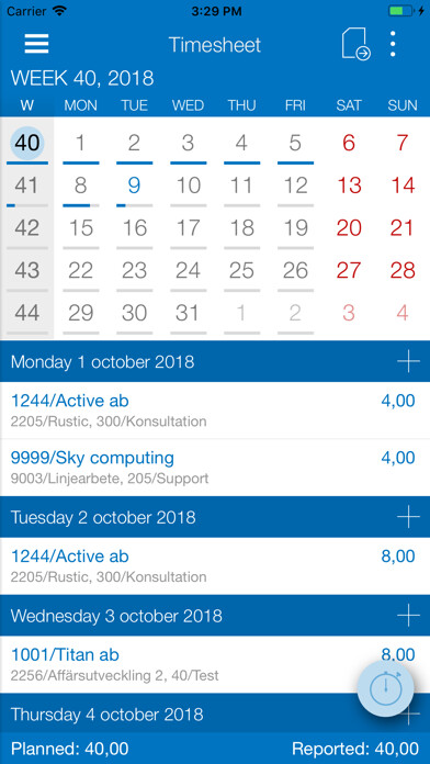 Emulate iPhone app cTimeSheet using MyAndroid