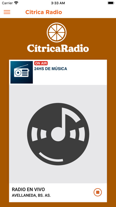 Emulate iPhone app Cítrica Radio using MyAndroid