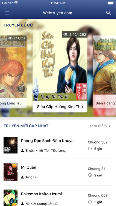 Emulate iPhone app Đọc truyện online WebTruyen using MyAndroid Emulate iPhone app Đọc truyện online WebTruyen using MyAndroid