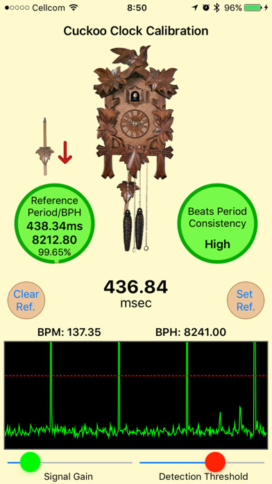 Emulate iPhone app Cuckoo Clock Calibration using MyAndroid