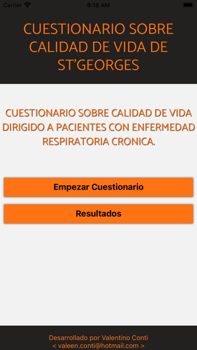 Emulate iPhone app Cuestionario SGRQ using MyAndroid Emulate iPhone app Cuestionario SGRQ using MyAndroid