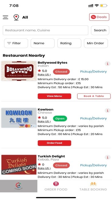 Emulate iPhone app Cuisine.JE, Food and Tables using MyAndroid