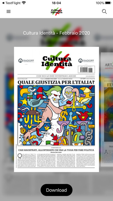 Emulate iPhone app Cultura Identità Magazine using MyAndroid