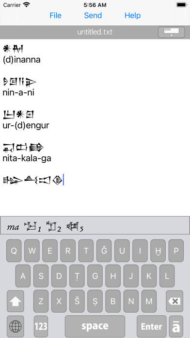 Emulate iPhone app Cuneiform Edit using MyAndroid