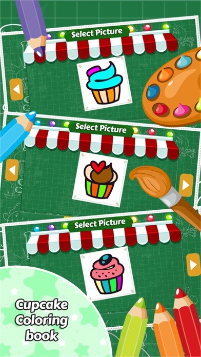 Emulate iPhone app Cupcake Coloring Book Kids Game using MyAndroid