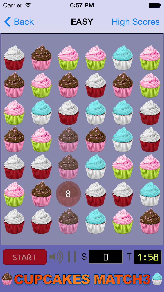 Emulate iPhone app Cupcakes Match 3 using MyAndroid