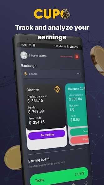 Run android online APK CUPO: Automatic crypto trading from MyAndroid or emulate CUPO: Automatic crypto trading using MyAndroid