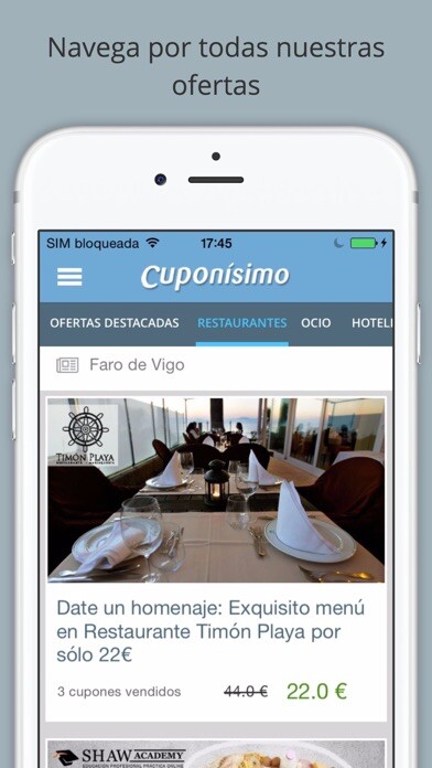 Emulate iPhone app Cuponísimo using MyAndroid