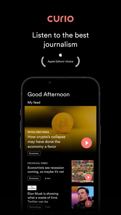 Emulate iPhone app Curio - FT, WSJ, The Economist using MyAndroid