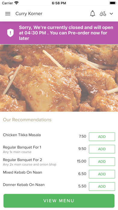 Emulate iPhone app Curry Korner. using MyAndroid Emulate iPhone app Curry Korner. using MyAndroid