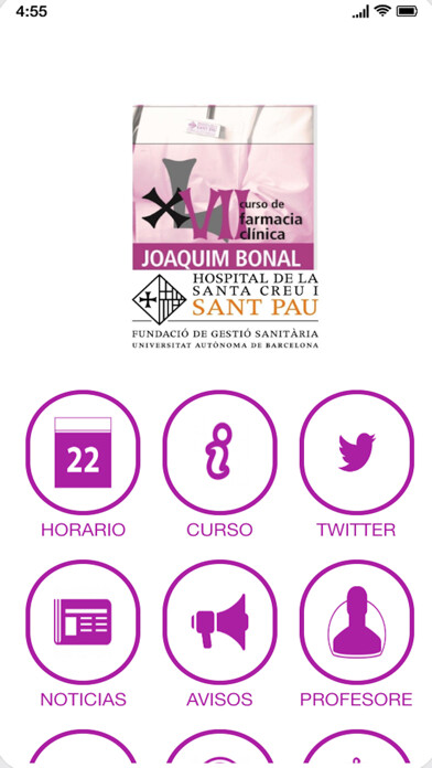 Emulate iPhone app Curso Farmacia Clinica using MyAndroid