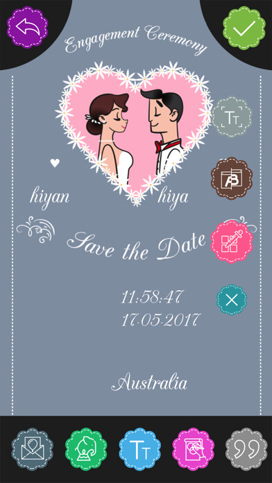 Emulate iPhone app Custom Engagement Invitation Card Maker using MyAndroid