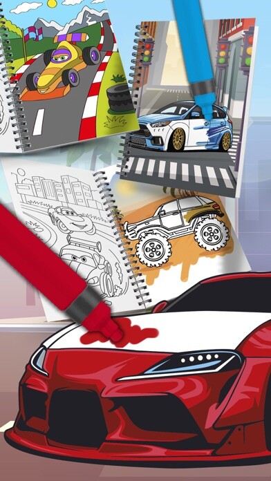 Emulate iPhone app Cute Cars Coloring Book using MyAndroid