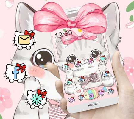 Emulate Android APK Cute Cartoon Kitty Pink Bowknot Theme Emulate Android APK Cute Cartoon Kitty Pink Bowknot Theme