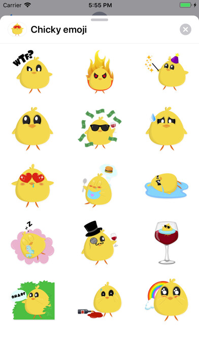 Emulate iPhone app Cute chicken stickers & emoji using MyAndroid