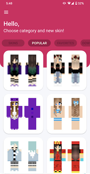 Run android online APK Cute Girls Skins from MyAndroid or emulate Cute Girls Skins using MyAndroid