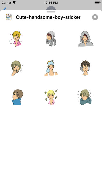 Emulate iPhone app Cute handsome boy sticker using MyAndroid