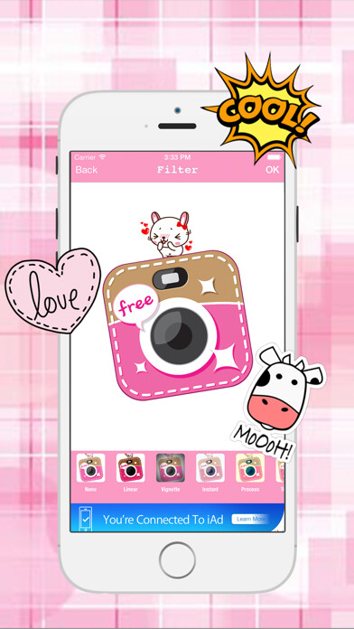 Emulate iPhone app Cute Photo Sticker2 using MyAndroid