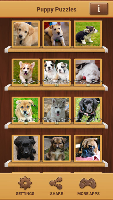 Emulate iPhone app Cute Puppies Jigsaw Puzzles - Real Puzzle Games using MyAndroid