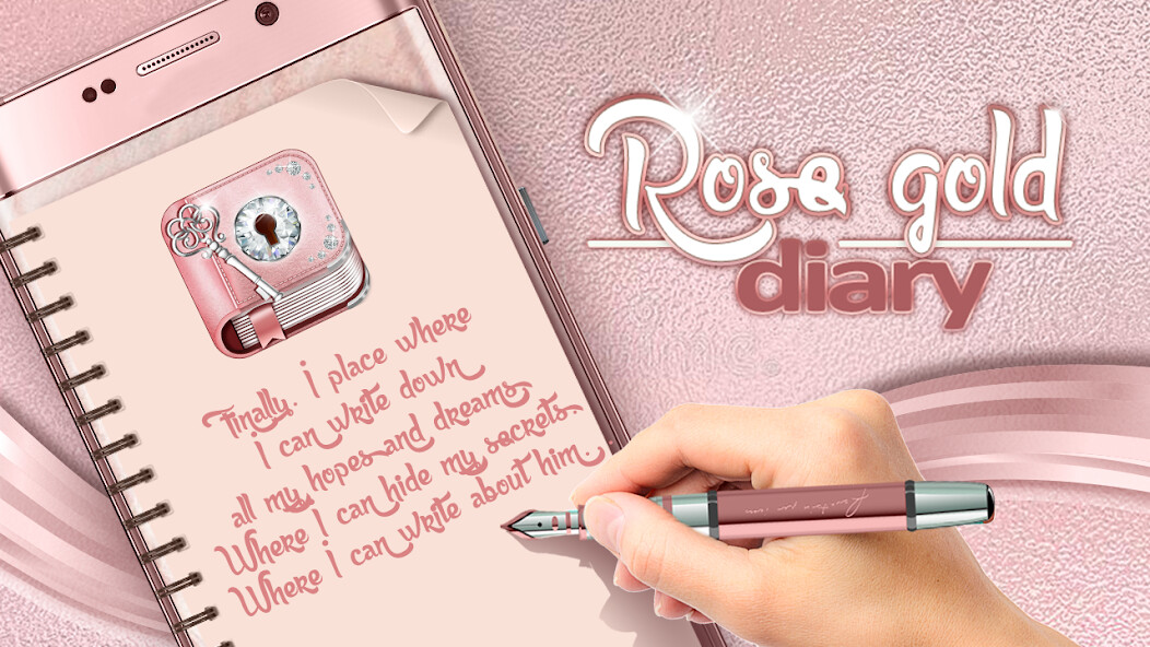 Emulate Android APK Cute Rose Gold Diary App