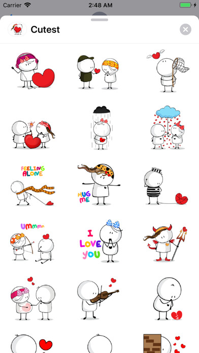 Emulate iPhone app Cutest Love Making Sticker Emo using MyAndroid