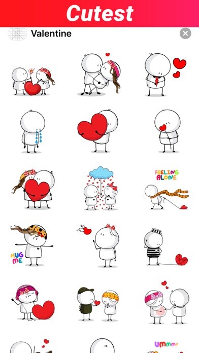Emulate iPhone app Cutest Valentines Day Stickers using MyAndroid