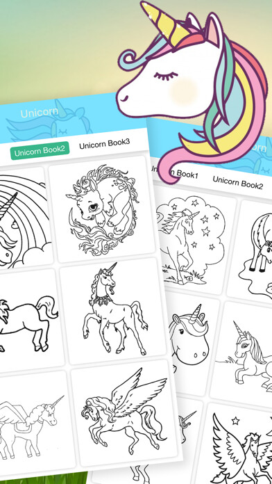 Emulate iPhone app Cute Unicorn Coloring Drawing Book for Girl using MyAndroid