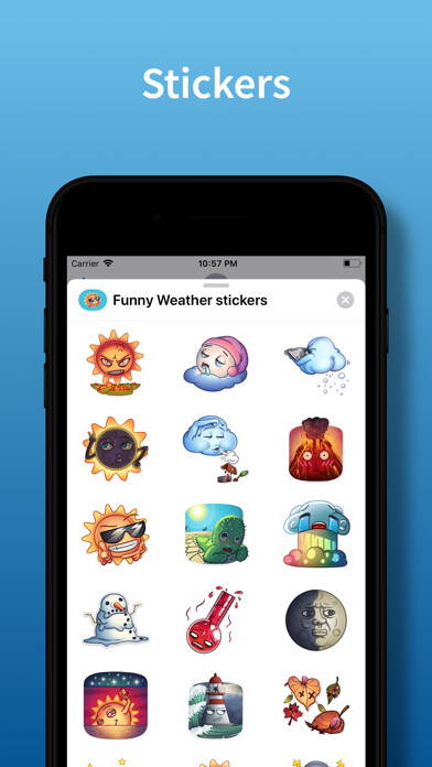 Emulate iPhone app Cute Weather stickers & emoji using MyAndroid Emulate iPhone app Cute Weather stickers & emoji using MyAndroid