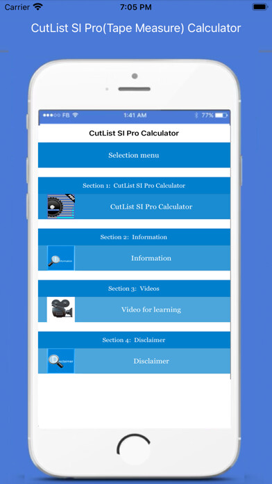 Emulate iPhone app CutList SI Pro Calculator using MyAndroid