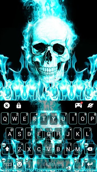 Run android online APK Cyan Fire Skull Keyboard Theme from MyAndroid or emulate Cyan Fire Skull Keyboard Theme using MyAndroid