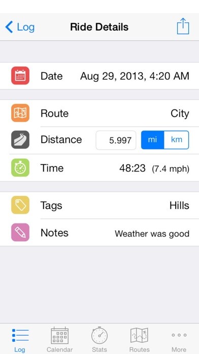 Emulate iPhone app Cyclist Log using MyAndroid