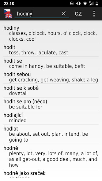 Emulate Android APK Czech-English offline dict.