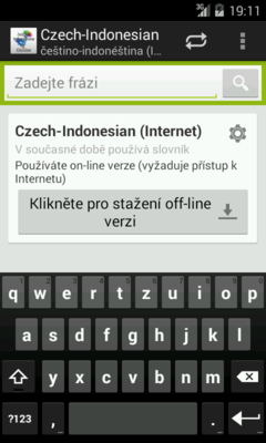 Emulate Android APK Czech-Indonesian Dictionary