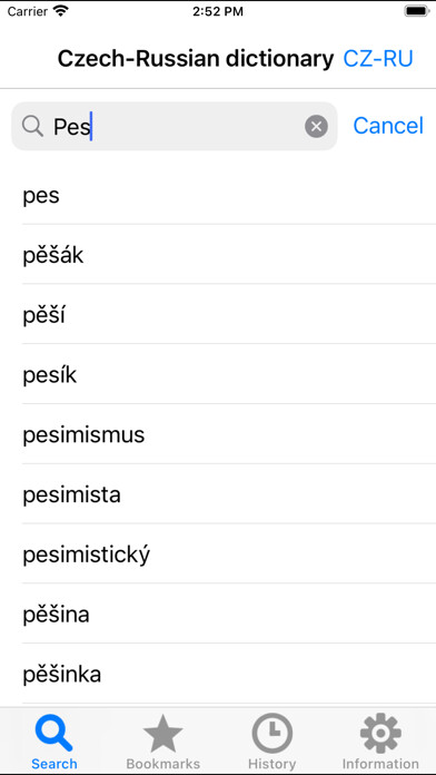 Emulate iPhone app Czech-Russian dictionary using MyAndroid Emulate iPhone app Czech-Russian dictionary using MyAndroid