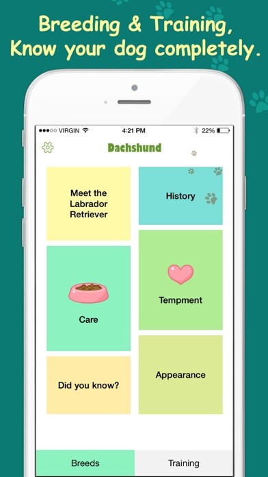 Emulate iPhone app Dachshund Training & Breeding App using MyAndroid