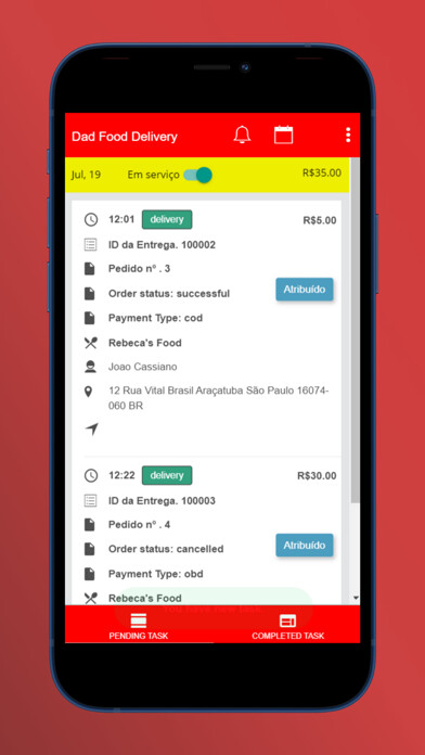 Emulate iPhone app Dad Food Delivery using MyAndroid