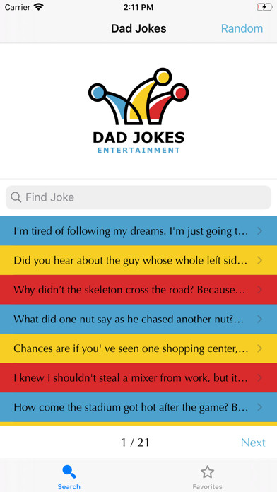 Emulate iPhone app Dad Jokes Entertainment using MyAndroid