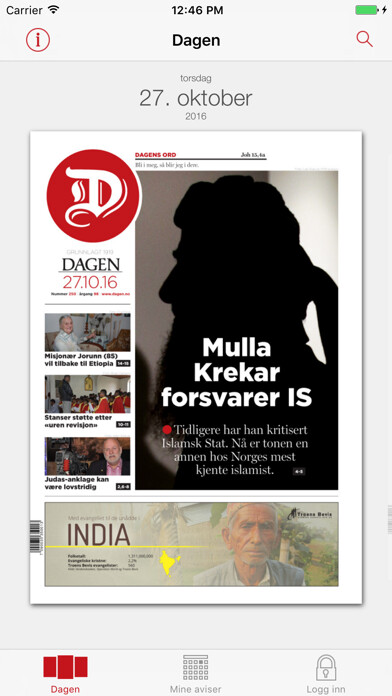Emulate iPhone app Dagen eAvis using MyAndroid