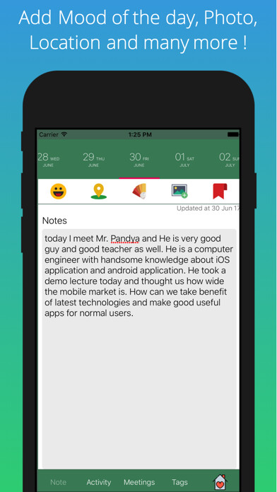 Emulate iPhone app Daily Diary - Journal - Moment using MyAndroid
